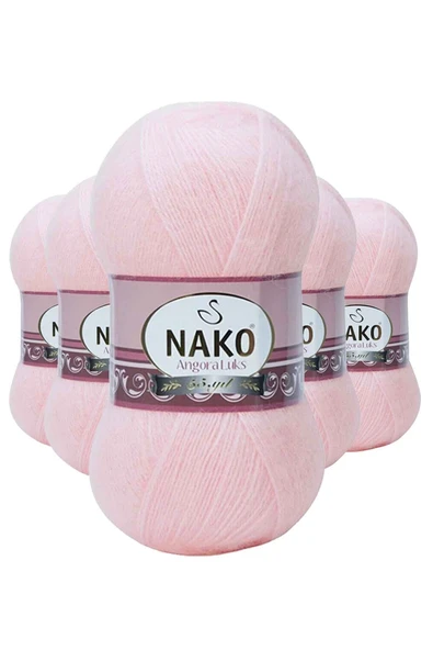 5 Adet Angora Lüks El Örgü İpi Pembe 11502 ürün görseli