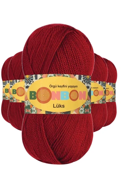 5 Adet Lüks Patik İpi Yünü Koyu Kırmızı 98296 ürün görseli