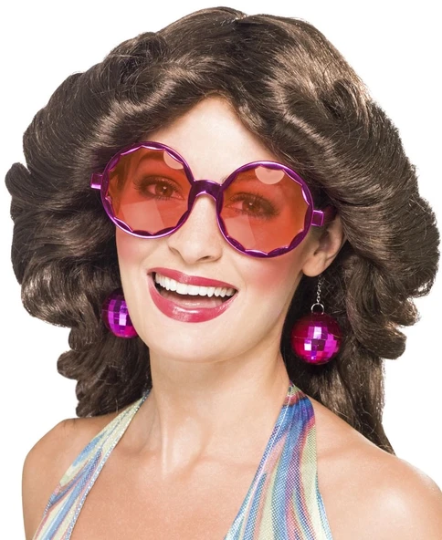 Disko Toplu Küpeli Parti Gözlüğü Pembe Renk - Resim 2