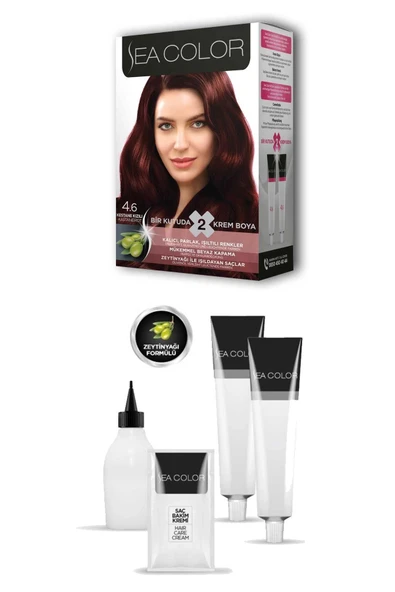 2X2 Tüp Krem Saç Boyası Seti Kestane Kızılı No:4.6 - Resim 2