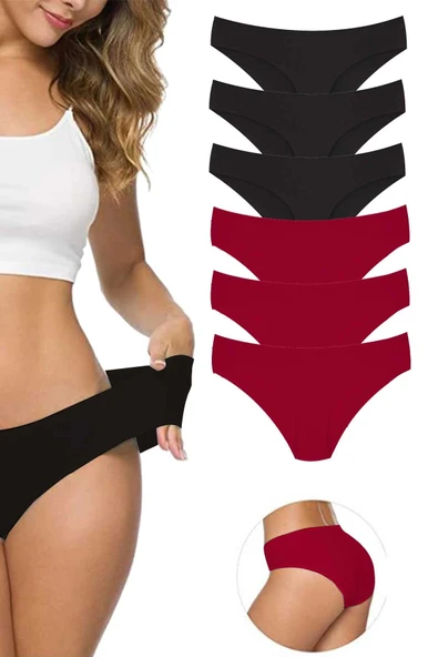 6 Adet Kadın Dikişsiz Lazer Kesim Esnek İz yapmayan Külot S5 ürün görseli 1