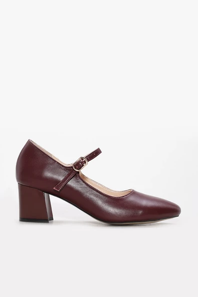 Hakiki Deri  Kadın Kalın Topuklu Ayakkabı 064ZA369 - Resim 8