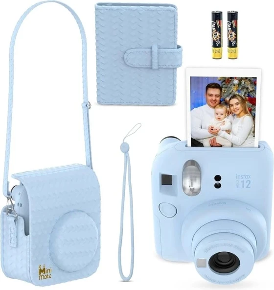 Fujifilm Instax Mini 12 Anlık Fotoğraf Makinesi/Minimate Özel Kılıf/10 Sayfa - Mavi - 2