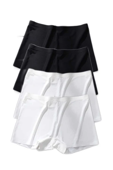 4 Adet Kadın Dikişsiz Görünmez İz Yapmaz Mini Şort Boxer Siyah Beyaz - Resim 2