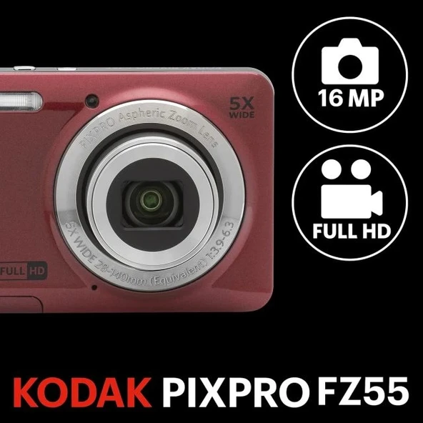 KODAK PIXPRO FZ55-RD 16MP Dijital Fotoğraf Makinesi - 2