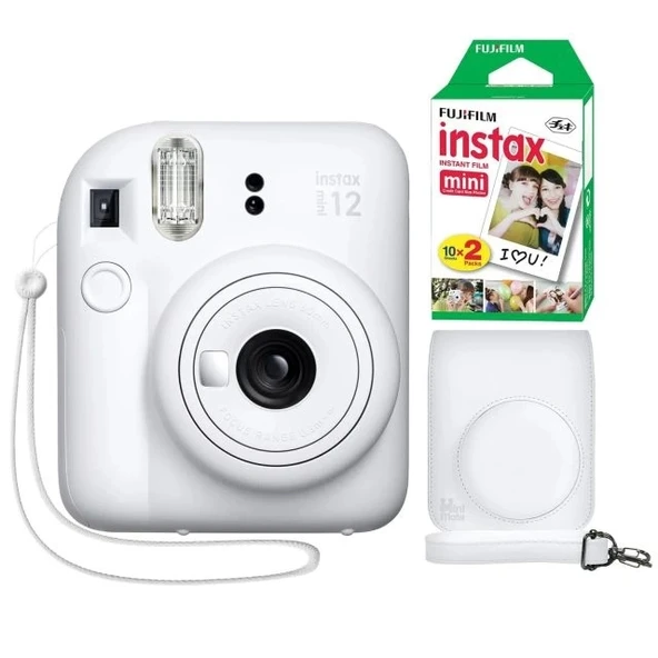 Fujifilm Instax Mini 12 Anlık Fotoğraf Makinesi/Minimate Özel Kılıf/20 Sayfa/İkili Paket - Beyaz ürün görseli