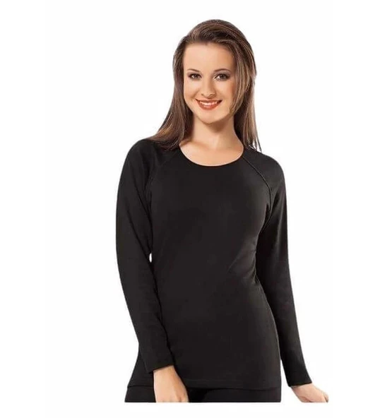 Kota Kadın Kışlık Termal Sıcak Tutan Tayt ve Fanila Takım 2'li Set Siyah - Resim 2