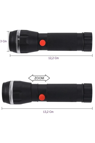 Ps-7083 Plastik Zoomlu Pilli El Feneri - Resim 2