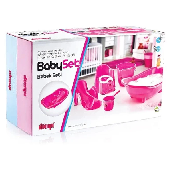 5 Parça Oturaklı Bebek Bakım Yıkama Seti Pembe - 2