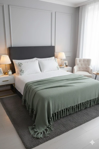 ŞAHESER ÇİFT KİŞİLİK ZİCZACK PİKE YEŞİL ürün görseli