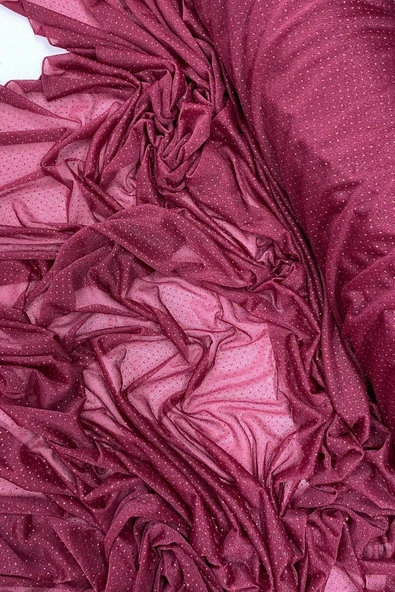 Yağmur Damlası Simli Abiye Elbise Şallık Tül Kumaş Bordo 23 ürün görseli