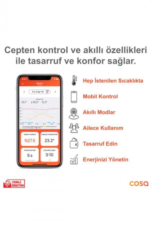 Cosa Akıllı Oda Termostatı Kablosuz Kombi Kontrolü V4 Ekranlı Pilli Ve Adaptör Girişli P4TR-21 - 3