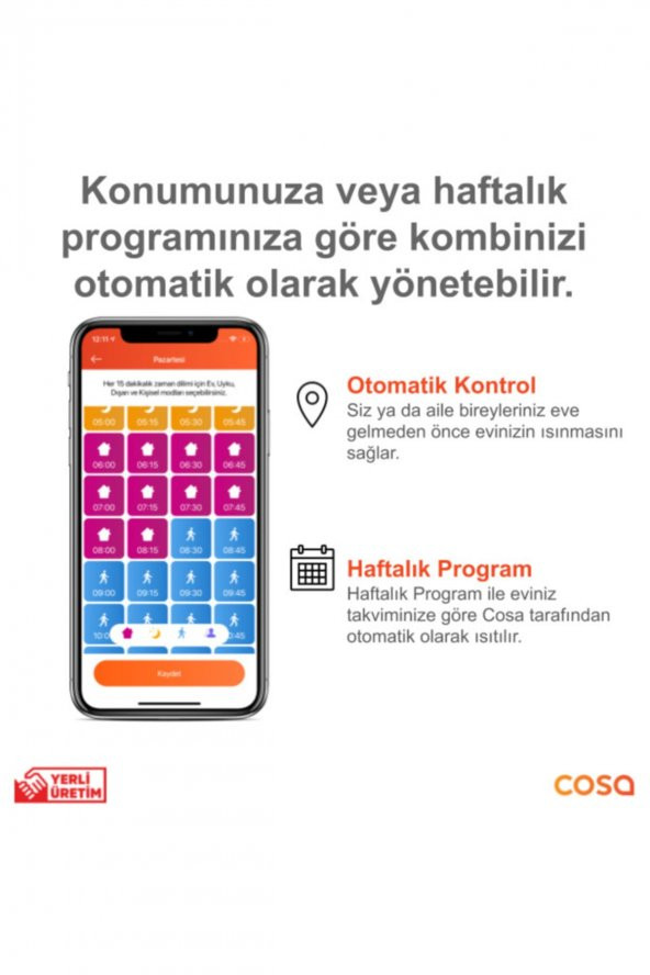Cosa Akıllı Oda Termostatı Kablosuz Kombi Kontrolü V4 Ekranlı Pilli Ve Adaptör Girişli P4TR-21 - 4