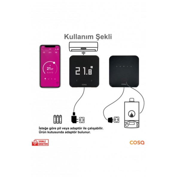 Cosa Akıllı Oda Termostatı Kablosuz Kombi Ve Klima Kontrolü P4TR-21-AC - 3
