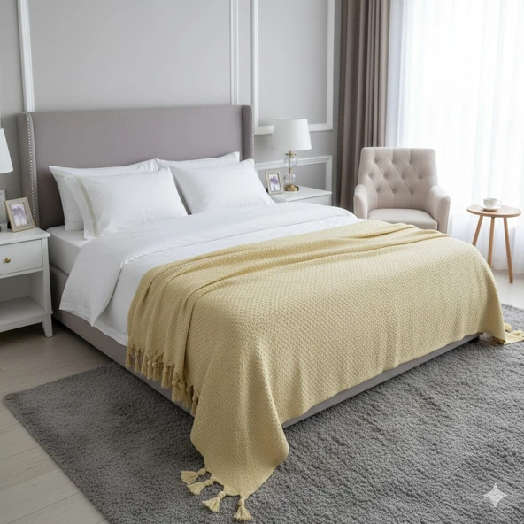 ŞAHESER ÇİFT KİŞİLİK ZİCZACK PİKE SARI ürün görseli