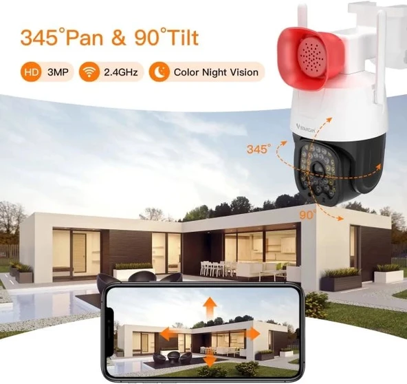 VSTARCAM 3MP Güvenlik 360° PTZ Kamera Dış Mekan - Resim 2
