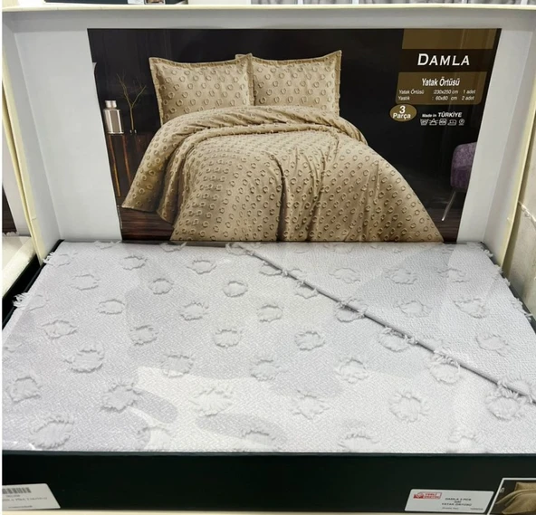 PUNCH SAKALLI YATAK ÖRTÜSÜ TEK KİŞİLİK DAMLA GRİ - 1