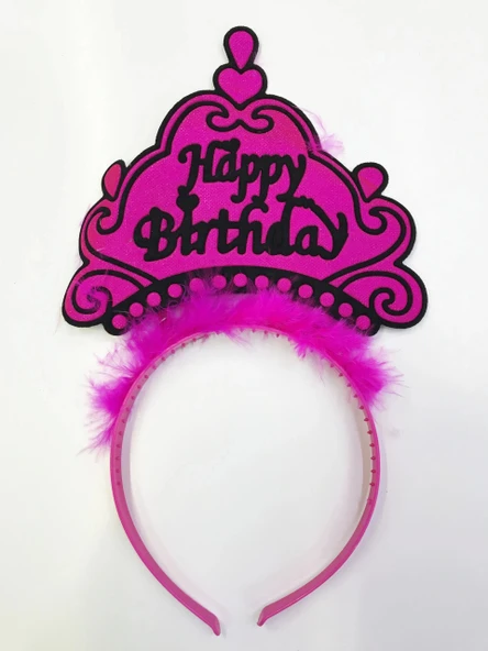 Happy Birthday Yazılı Neon Renk Taç 12 Adet - Resim 4