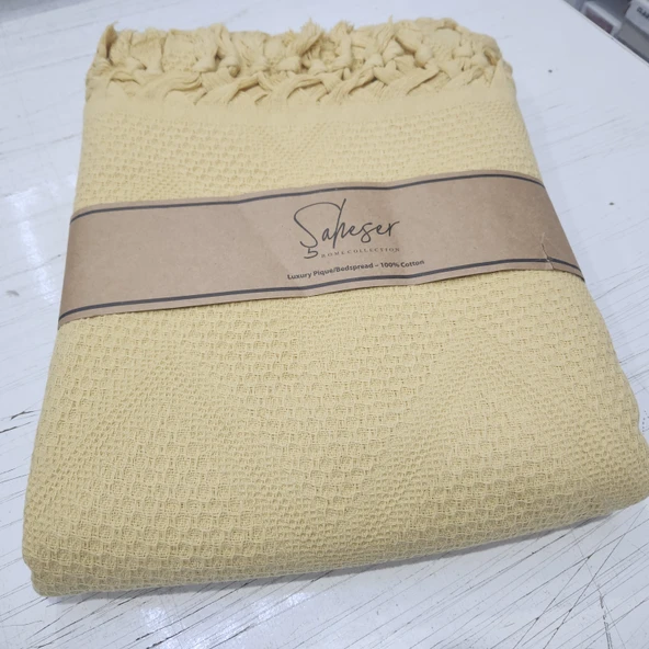 ŞAHESER ÇİFT KİŞİLİK ZİCZACK PİKE SARI - Resim 2