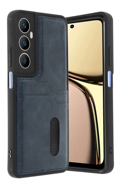 Zipax Realme C65 Kılıf Kartlıklı Deri Görünüm Silikon Azn-Sara ürün görseli 1