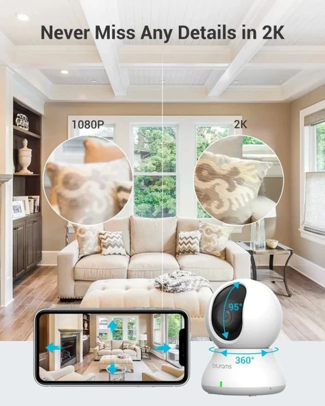 Blurams 360° 2K İç Mekan Güvenlik Kamerası - Resim 9