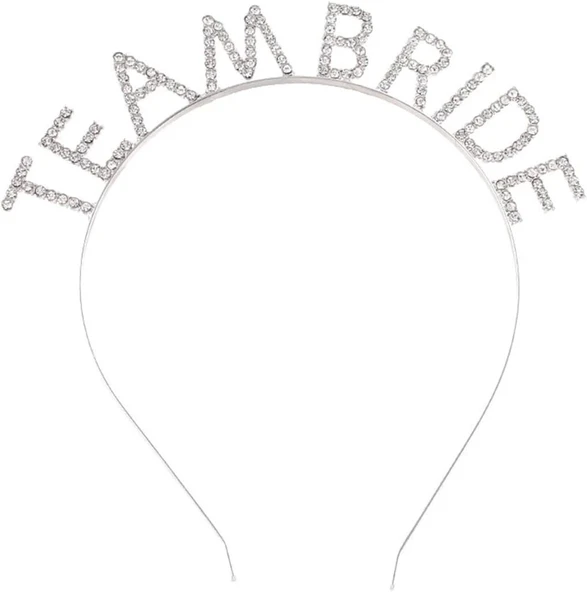 Gümüş Kaplama Kristal Taşlı Team Bride Taç 16x17 Cm ürün görseli