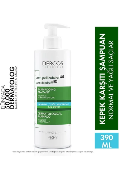 VİCHY Dercos Yağlı Saçlar İçin Kepek Karşıtı Şampuan 390 ml ürün görseli 1