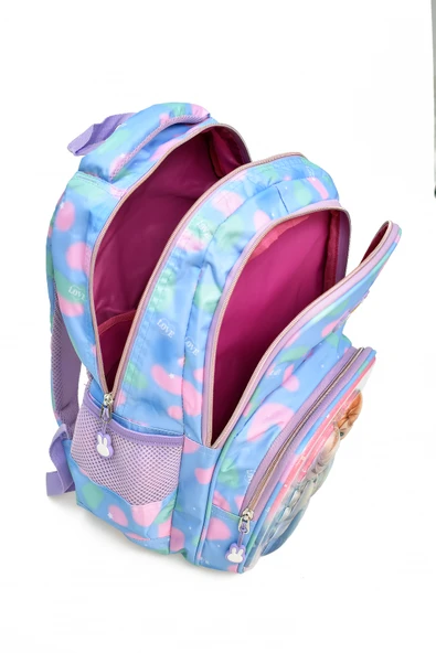 Elatae 3'lü İlkokul Çantası Seti Okul Çantası & Termal Beslenme Çantası & Kalemlik Mavi 1370 - Resim 3