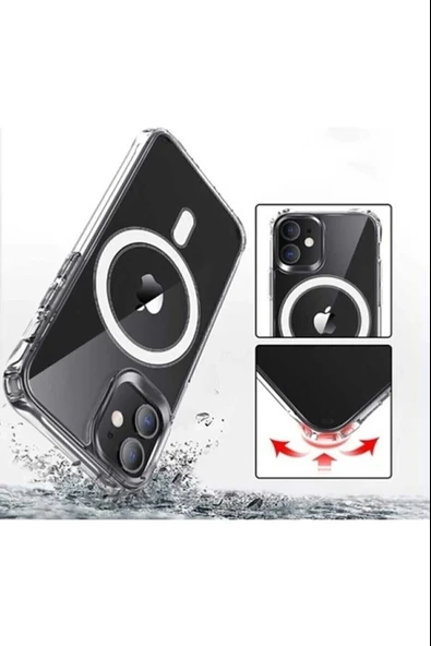 Iphone 13 Pro Kılıf Kamera Lens Korumalı Magsafe Destekli Şeffaf Darbe Emici Sert Kapak - 3