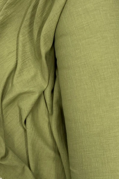 Keten Kumaş - Organik Kumaş - Perde Kumaşı - Ince Keten - Kıyafet Için Kumaş Örtü Haki Yeşil 82 - Resim 2