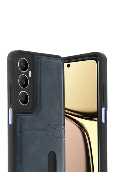 Zipax Realme C65 Kılıf Kartlıklı Deri Görünüm Silikon Azn-Sara - Resim 2