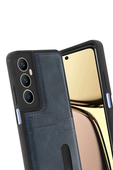 Zipax Realme C65 Kılıf Kartlıklı Deri Görünüm Silikon Azn-Sara - Resim 3