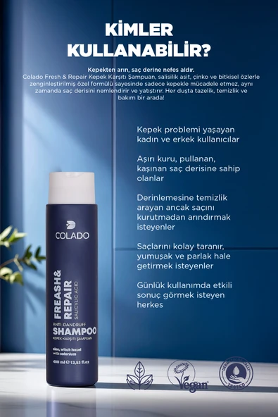 COLADO Kepek Karşıtı Ferahlatıcı Şampuan – Fresh & Repair Anti-Dandruff Shampoo (400 ml) - 2