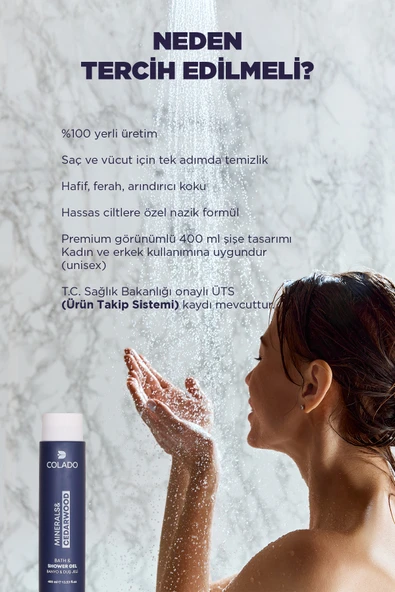 COLADO Sedir Ağacı Mineral Duş Jeli – Arındırıcı Bakım | Cedarwood Mineral Balance Shower Gel (400 ml) - 5