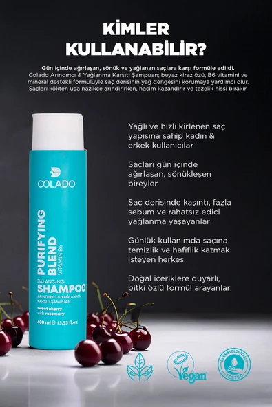 COLADO Arındırıcı & Yağlanma Karşıtı Şampuan – Purifying & Oil-Control Shampoo (400 ml) - 2
