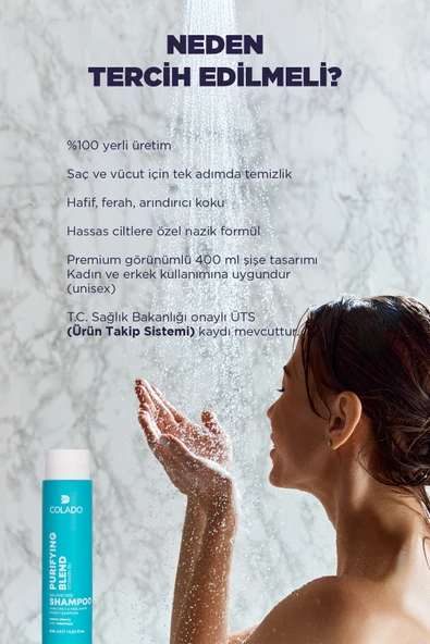 COLADO Arındırıcı & Yağlanma Karşıtı Şampuan – Purifying & Oil-Control Shampoo (400 ml) - 5