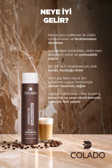 COLADO Cappuccino Mineral Duş Jeli – Kahve Aromalı | Cappuccino Mineral Touch Shower Gel (400 ml) - 3