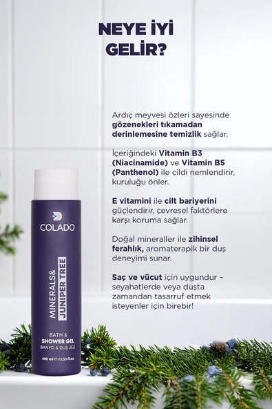 COLADO Ardıç Ferahlığı & Mineral Özlü Duş Jeli – Juniper Tree Mineral Purifying Shower Gel (400 ml) - 3