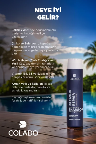 COLADO Kepek Karşıtı Ferahlatıcı Şampuan – Fresh & Repair Anti-Dandruff Shampoo (400 ml) - 3
