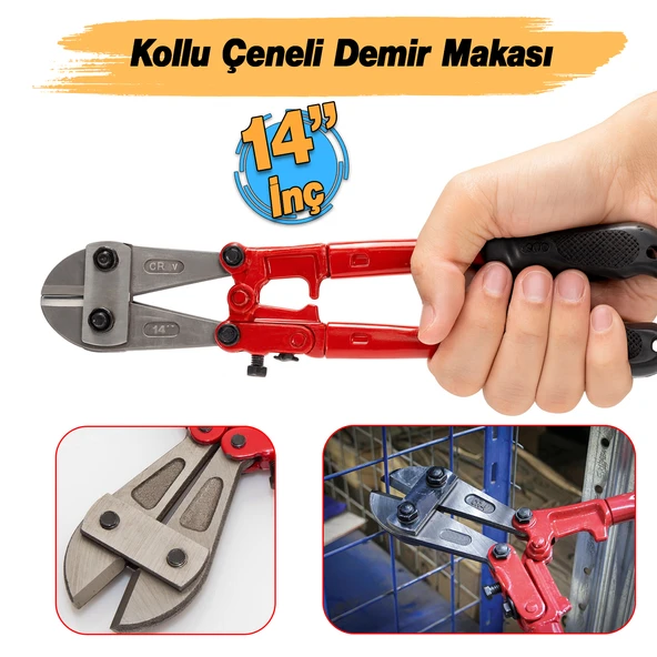(14'') Kollu Çeneli Kupplon Demir Kesme Makası Çubuk İnşaat Teli Metal Kesim Makası Vanadyum Çelik - Resim 2