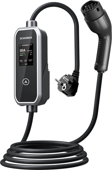 Schoner 3.5kw Taşınabilir Elektrikli Araç Şarj Istasyonu -Tak ve Şarj Et- Wi-Fi / Bluetooth Smart 5 Metre Tip2 Kablolu - 7