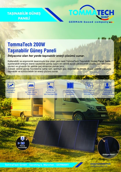 TommaTech 200Wp Taşınabilir Güneş Paneli - Resim 6