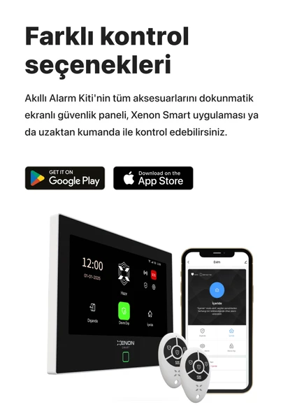 Xenon Smart Akıllı Alarm Güvenlik Kiti Wi-Fi/4G Otomatik Arama Mobil Uygulama ile Kontrol Dokunmatik Ekran Uzaktan Kumanda Kapı Pencere Hareket Sensörü Su Baskını Sensörü X7570 - 5