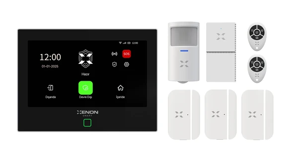 Xenon Smart Akıllı Alarm Güvenlik Kiti Wi-Fi/4G Otomatik Arama Mobil Uygulama ile Kontrol Dokunmatik Ekran Uzaktan Kumanda Kapı Pencere Hareket Sensörü Su Baskını Sensörü X7570