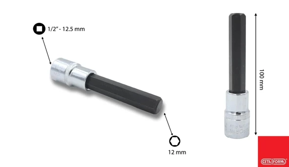 Ceta Form 1/2"" Allen Uçlu Lokma (Uzun Tip) - 12x 00 mm ürün görseli