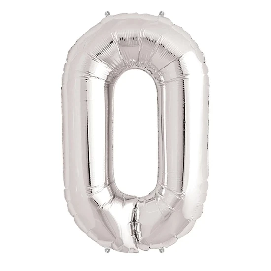 0 Rakam Folyo Balon Gümüş  40 İnç - 1