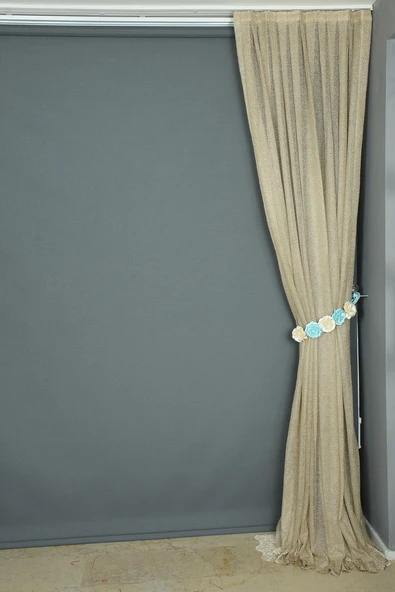 DAR ETEK VİZON RENK TEK KANAT Hazır dikilmiş Pileli Fon Perde 75*260 cm - Resim 5