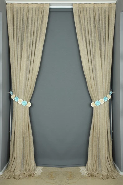 DAR ETEK VİZON RENK TEK KANAT Hazır dikilmiş Pileli Fon Perde 75*260 cm - Resim 6