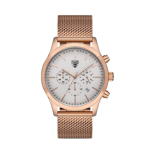Tiger Rose Gold Renk Fonksiyonlu Hasır Erkek Kol Saati TI-607-A
