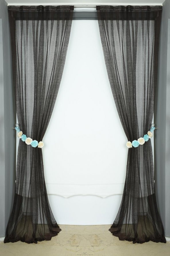 DAR ETEK ACI KAHVE RENK TEK KANAT Hazır dikilmiş Pileli Fon Perde 75*260 cm - 6